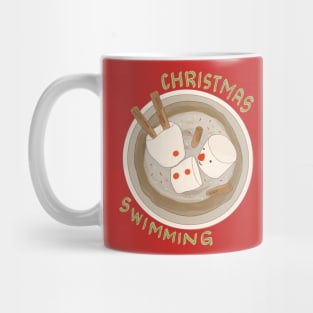 Marshmallow Snowman Swimming in Holiday Drink Mug